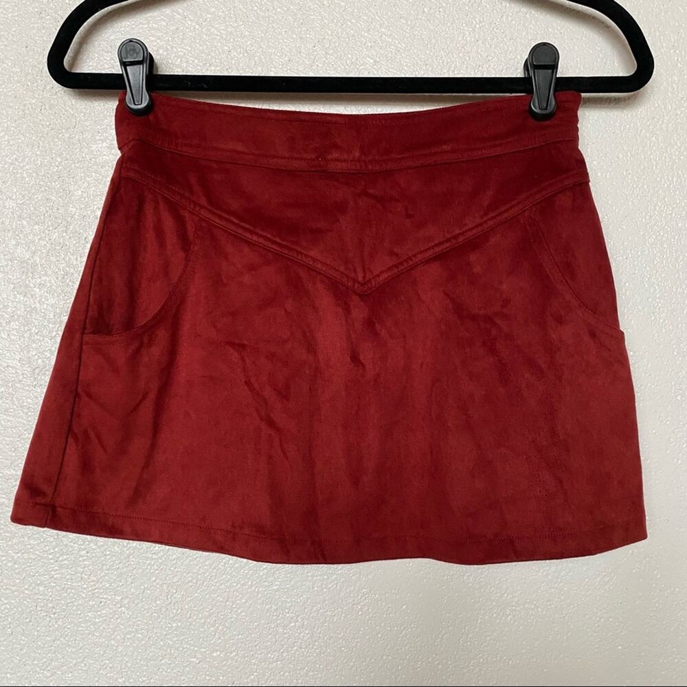Forever 21 Dark Red Faux Suede Mini Skirt Size Small